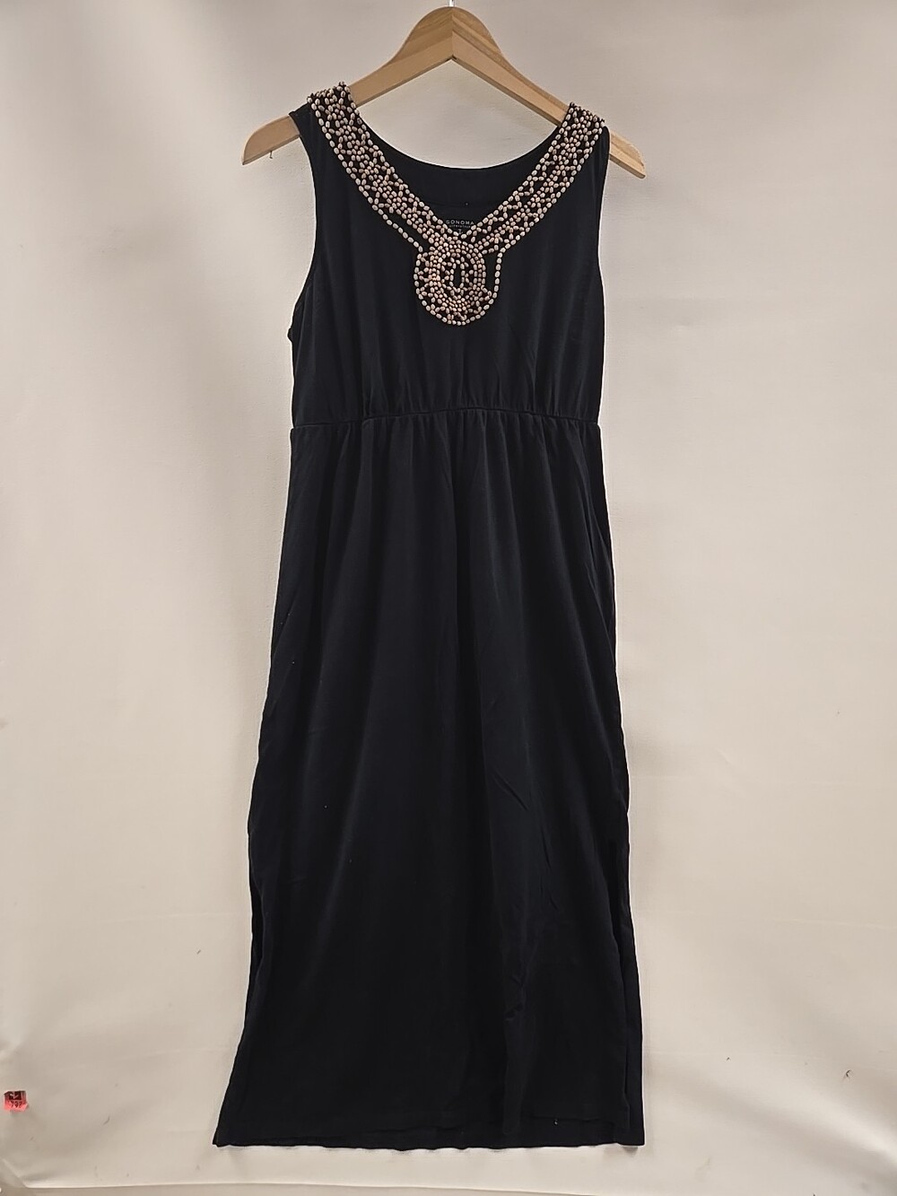 SONOMA life + style Dress Sleeveless Womens Large Black Beads Long